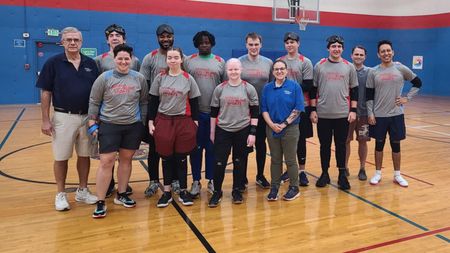 The Atlanta goalball team poses together in Georgia Blind Sports jerseys